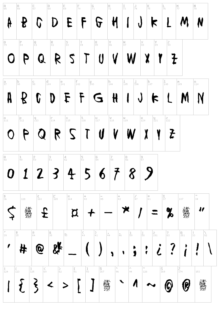 Muspi Merol font map